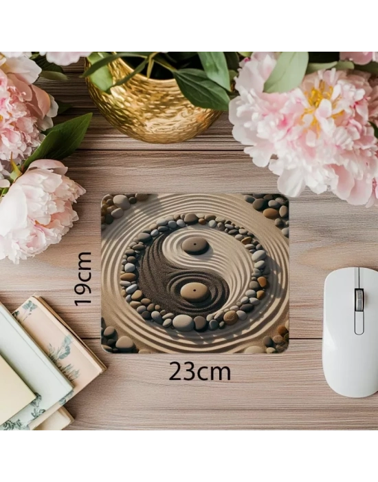 Yin Yang Zen Bahçesi Mousepad Tasarımı - 19x23 cm 2 mm Dikdörtgen İthal Baskılı Mouse Pad