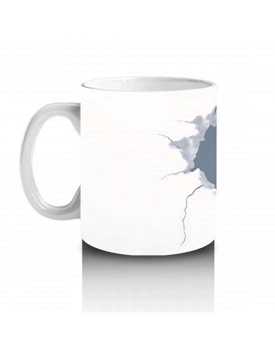 Yırtık Desen Arasından Çıkan Bembeyaz Tavşan – Baskılı Kupa