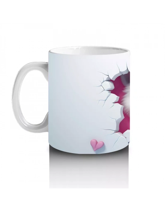 Yırtık Duvar Arasından Bakan Kurt – Baskılı Kahve Kupası