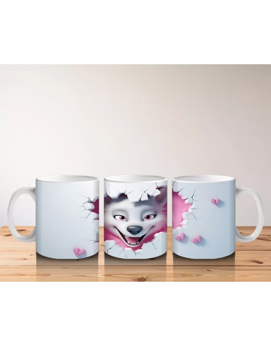 Yırtık Duvar Arasından Bakan Kurt – Baskılı Kahve Kupası