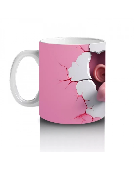 Yırtık Duvar Efektli Sevimli Maymun – Baskılı Kahve Kupası