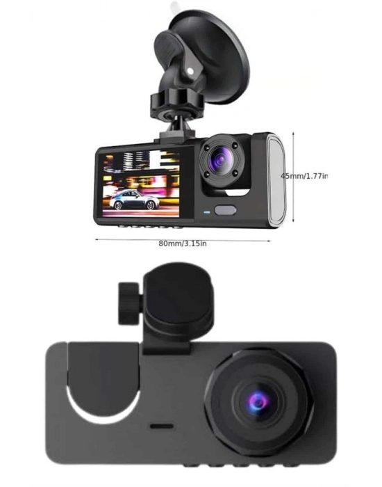 Yol Kayıt Araç Kamerası HD DVR 3 Kameralı 2.0in Ekranlı Ön İç Arka