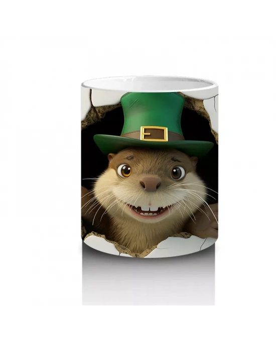 Yonca Desenli Şapkalı Fare – Baskılı Kahve Kupası