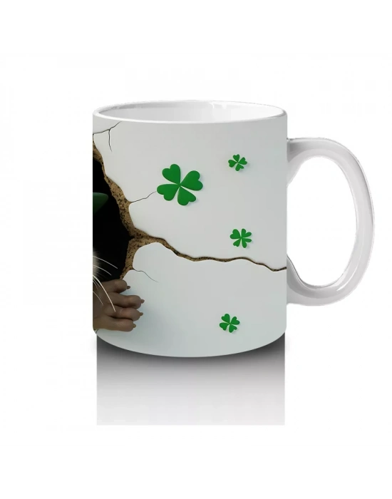 Yonca Desenli Şapkalı Fare – Baskılı Kahve Kupası