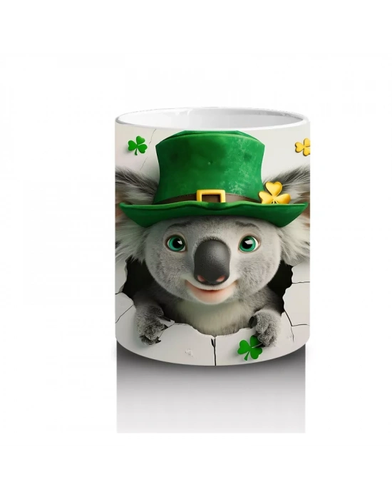 Yonca Şapkasıyla Sevimli Koala – Baskılı Kahve Kupası