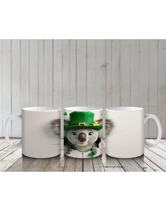 Yonca Şapkasıyla Sevimli Koala – Baskılı Kahve Kupası