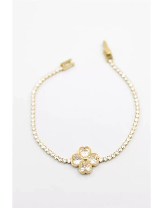 Yonca Su Yolu Bileklik - Altın