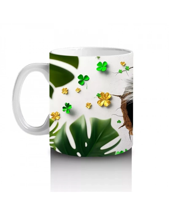 Yonca ve Yapraklarla Süslenmiş St. Patrick’s Koala - Baskılı kahve kupası