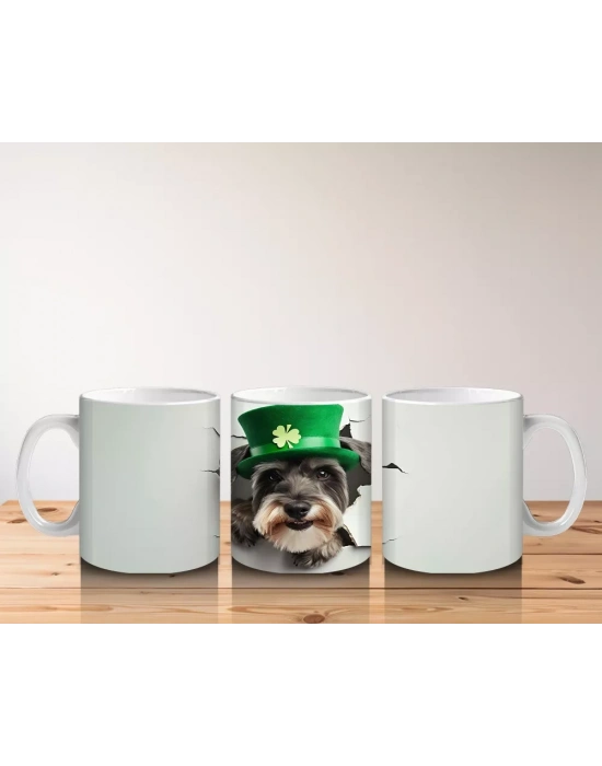 Yonca Yapraklarıyla Süslenmiş Tatlı Köpek – Baskılı Kahve Kupası