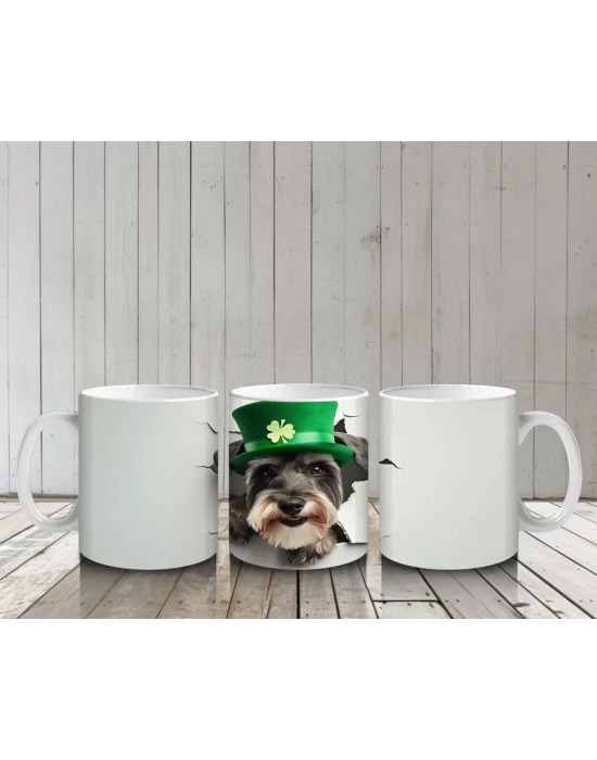 Yonca Yapraklarıyla Süslenmiş Tatlı Köpek – Baskılı Kahve Kupası