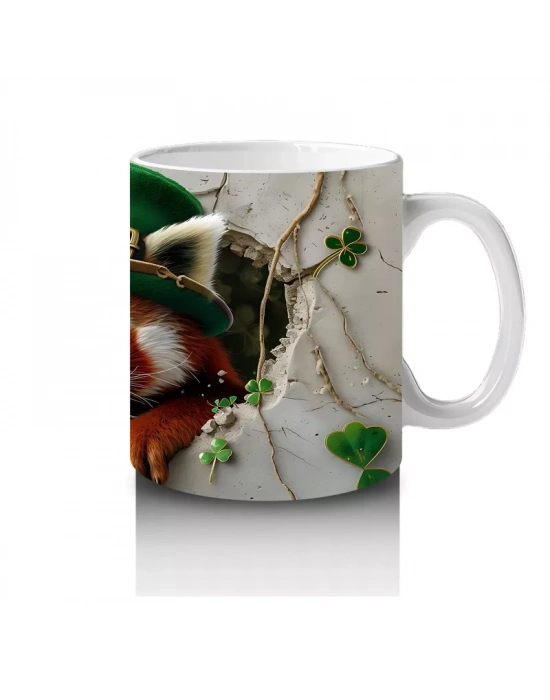 Yonca Yapraklarıyla Süslenmiş Tilki – Baskılı Kahve Kupası