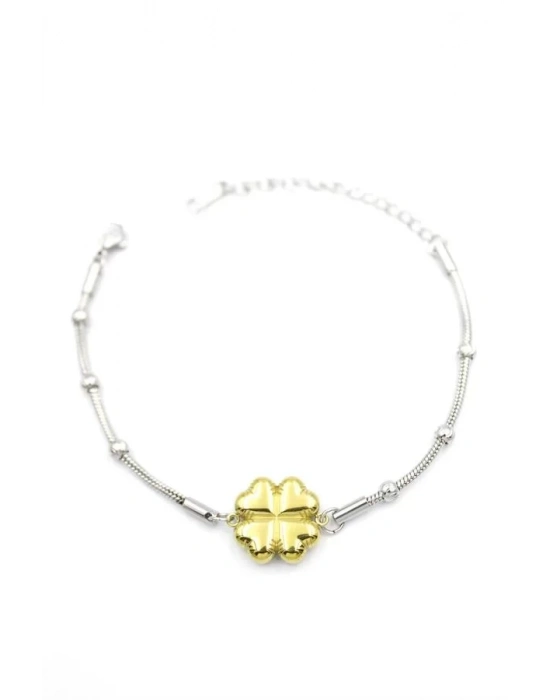 Yonca Zincir Bileklik - Altın