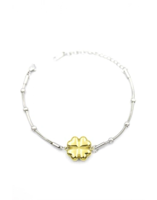 Yonca Zincir Bileklik - Altın