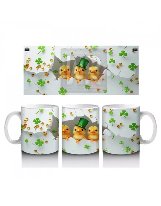 Yoncalarla Kaplı Tatlı Civciv Kompozisyonu – Baskılı Kahve Kupası