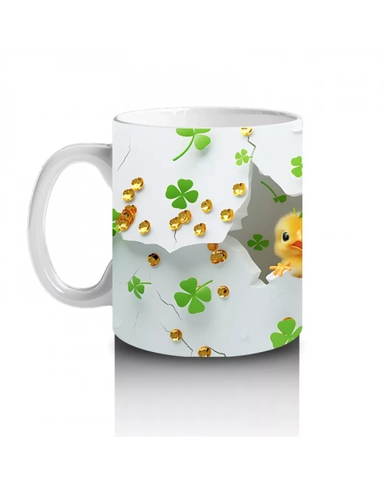 Yoncalarla Kaplı Tatlı Civciv Kompozisyonu – Baskılı Kahve Kupası