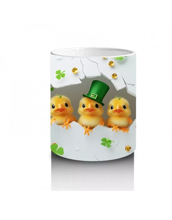 Yoncalarla Kaplı Tatlı Civciv Kompozisyonu – Baskılı Kahve Kupası