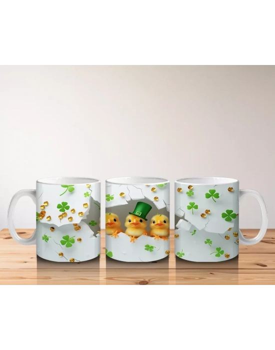 Yoncalarla Kaplı Tatlı Civciv Kompozisyonu – Baskılı Kahve Kupası