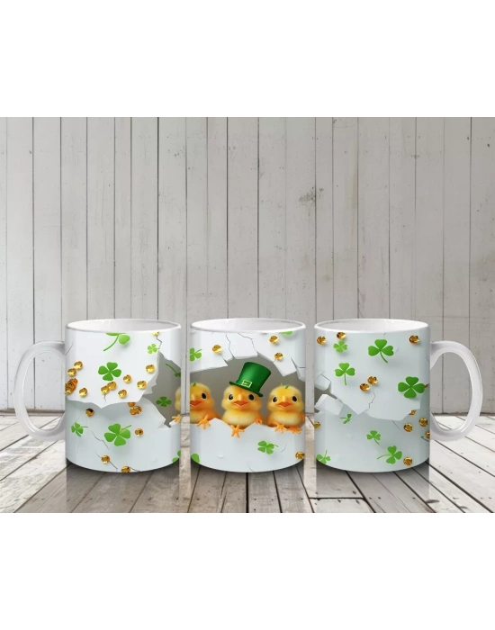 Yoncalarla Kaplı Tatlı Civciv Kompozisyonu – Baskılı Kahve Kupası