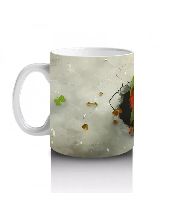 Yoncalarla Süslenmiş Duvar Arasında Sarı Papağan Çifti - Baskılı kahve kupası