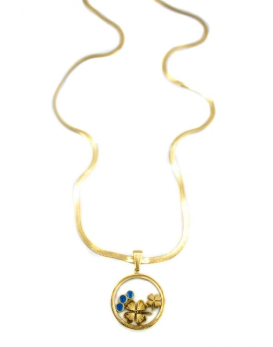 Yoncalı Fanus İtalyan Kolye - Altın