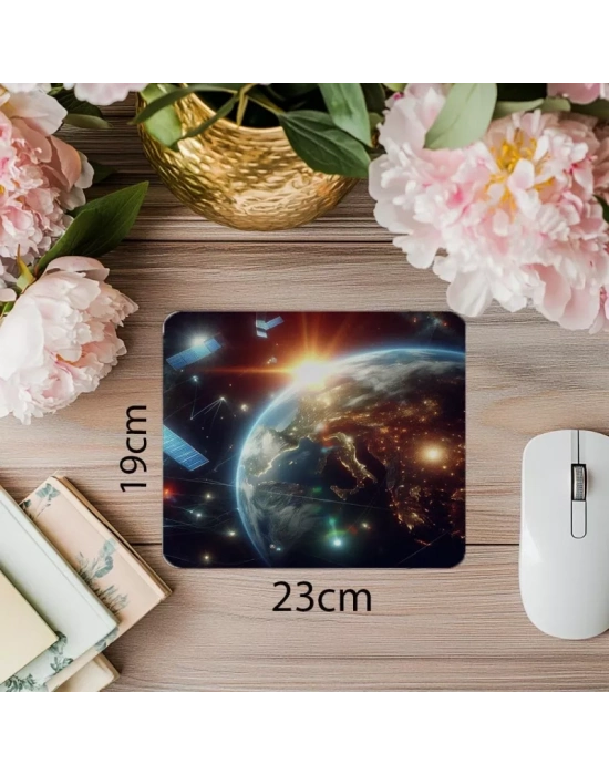 Yörüngede Dönüş Temalı Mouse Pad - 19x23 cm 2 mm Dikdörtgen İthal Baskılı Mouse Pad