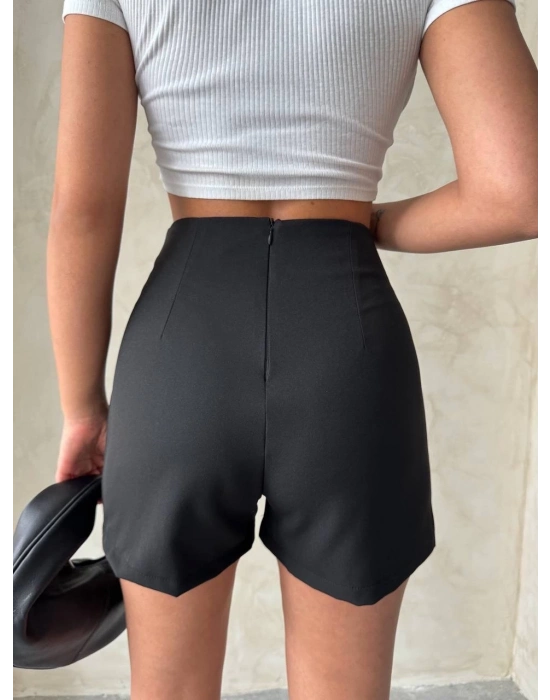 Yüksek bel parçalı double kumaş şort s25312