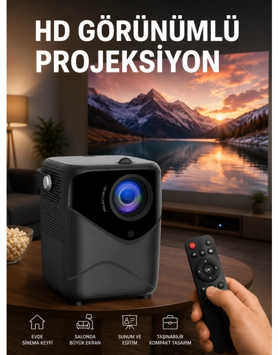 Yüksek HD Görünümlü Taşınabilir Projeksiyon Cihazı