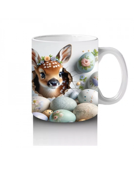 Yumurta Kabuklarından Bakan Sevimli Ceylanlar – Baskılı Kahve Kupası