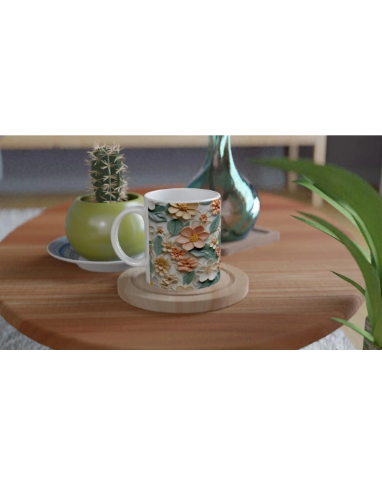 Yumuşak Bahar Çiçekli Kupa Bardak