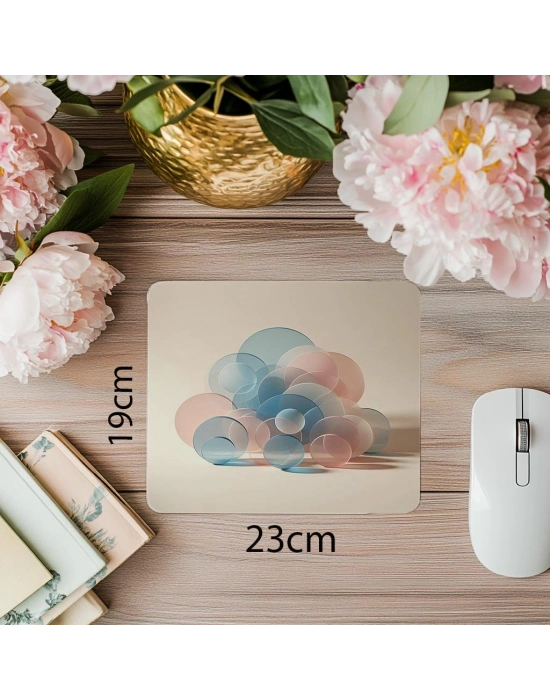 Yumuşak Geçişli Renklerde Daireli Mouse Pad - 19x23 cm 2 mm Dikdörtgen İthal Baskılı Mouse Pad