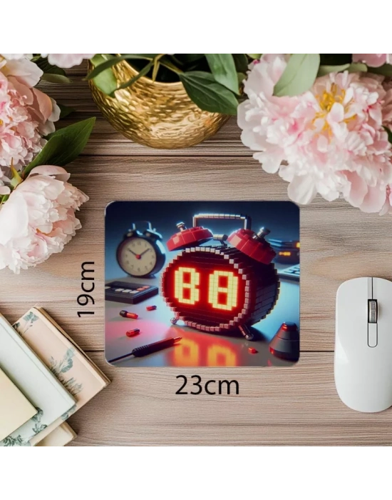 Yumuşak Işıklı Eski Alarm Mouse Pad - 19x23 cm 2 mm Dikdörtgen İthal Baskılı Mouse Pad