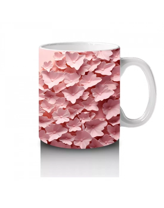 Yumuşak Pembe Fon Üzerinde Zarif Kelebek – Baskılı Kupa