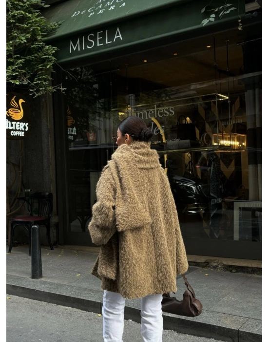 Yün Cıkartılabilen Atkılı ,Kaban İkili Takım- Kahve