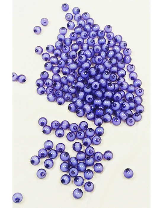 Yuvarlak Boncuk İçten Boncuklu Bileklik Çanta Boncuğu 8 mm 50 gr Eflatun - BNC472