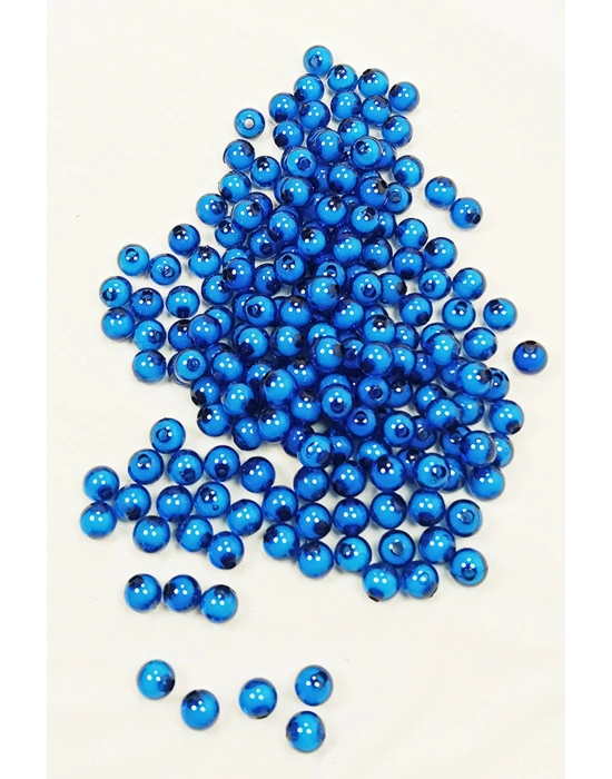 Yuvarlak Boncuk İçten Boncuklu Bileklik Çanta Boncuğu 8 mm 50 gr Mavi - BNC468