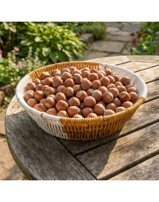 ®  Yuvarlak Çift Renkli Plastik Rattan Ekmek ve Meyve Sepeti - Çok Amaçlı Banyo ve Mutfak Düzenleyici - Yıkanabilir Tezgâh Üstü Organizer