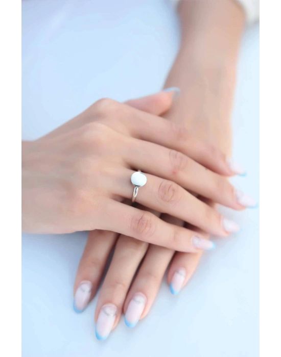 ® Yuvarlak Plaka Gümüş Renk Kadın Yüzük