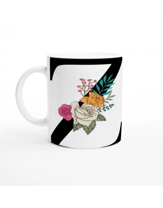 Z Harfi Çiçek Detaylı Kupa Bardak