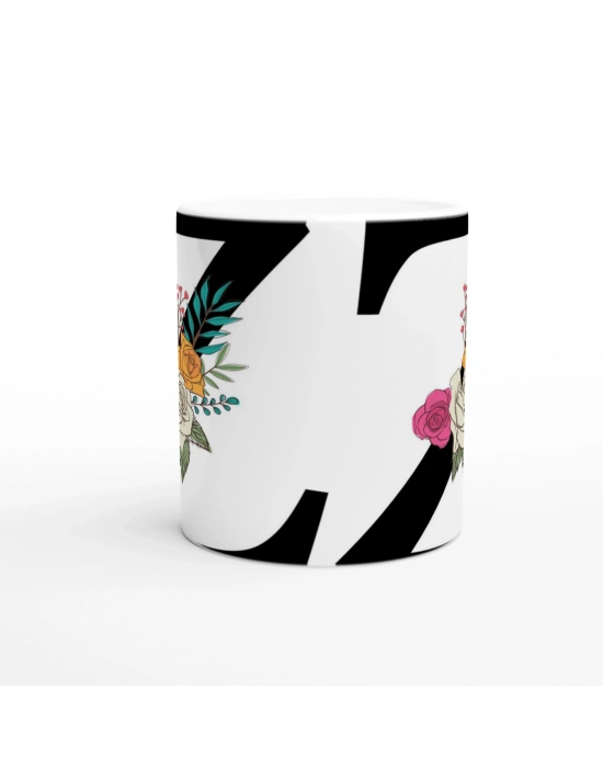 Z Harfi Çiçek Detaylı Kupa Bardak