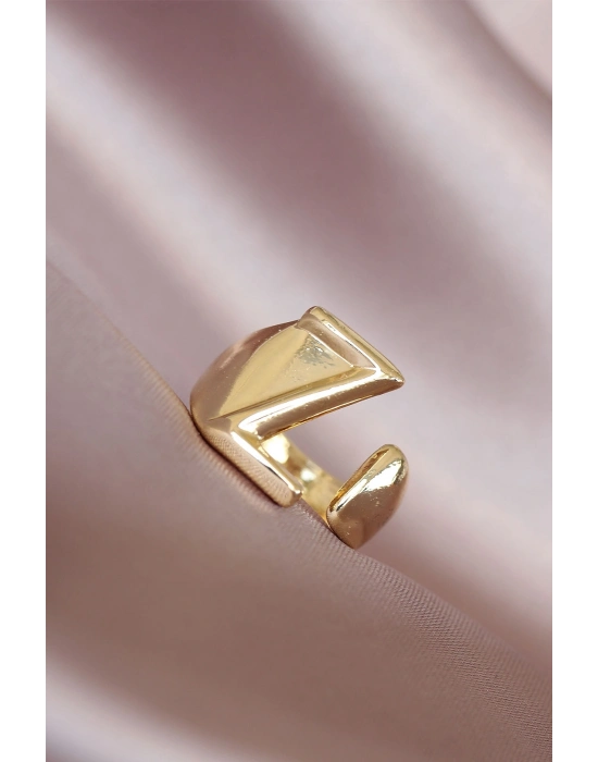 ® Z Harfli Altın Renk Ayarlamalı Metal Kadın Yüzük