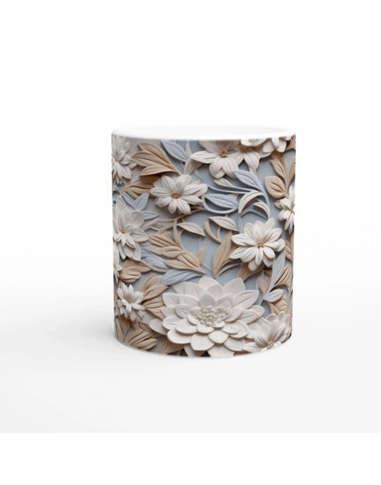 Zarif Dinginlik Çiçek Desenli Kupa Bardak