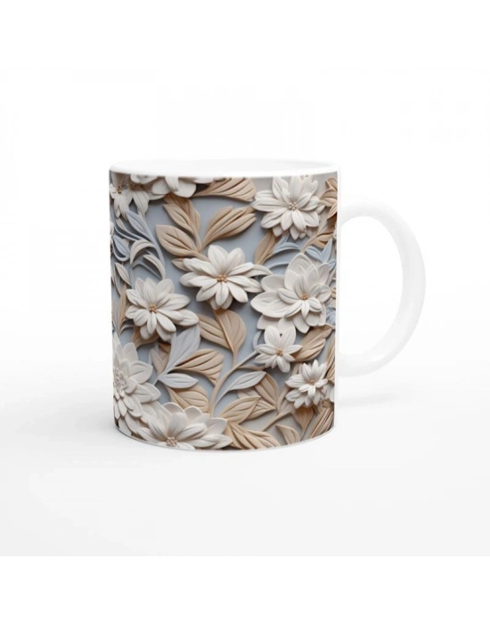 Zarif Dinginlik Çiçek Desenli Kupa Bardak