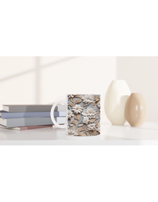 Zarif Dinginlik Çiçek Desenli Kupa Bardak