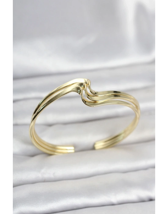 Zikzak Model Gold Renk Pirinç Kadın Bileklik