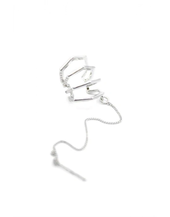 Zincir Çoklu Kıkırdak Küpe - Gümüş