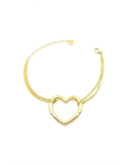 Zincir Kalp Bileklik - Altın