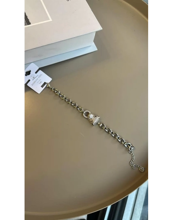 Zirkon Leopar Bileklik - Gümüş