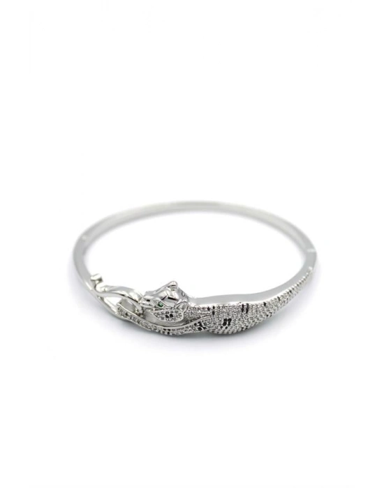 Zirkon Leopar Bilezik - Gümüş