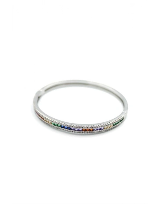 Zirkon Taşlı Bilezik - Gümüş