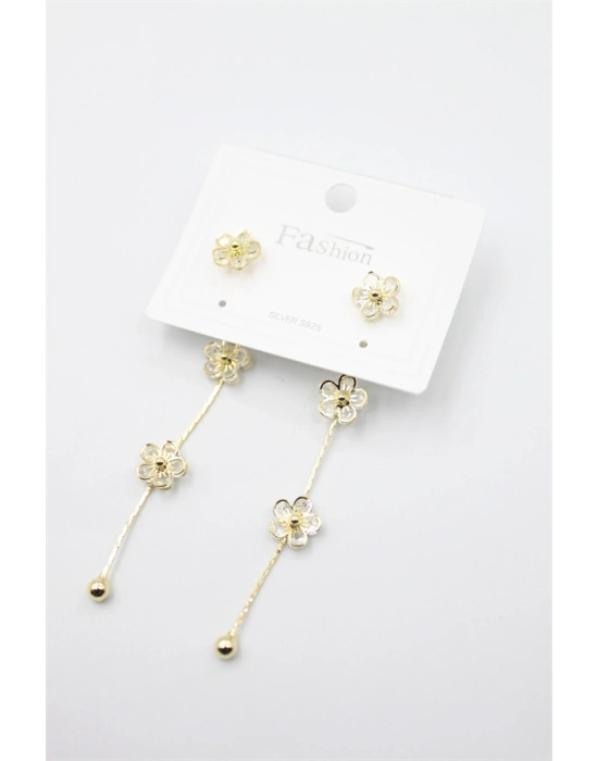 Zirkon Taşlı Küpe - Altın